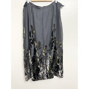 Silk Lore Women Silk Velvet Burnout Maxi Skirt 1X Whimsygoth Floral Witchy Fairy